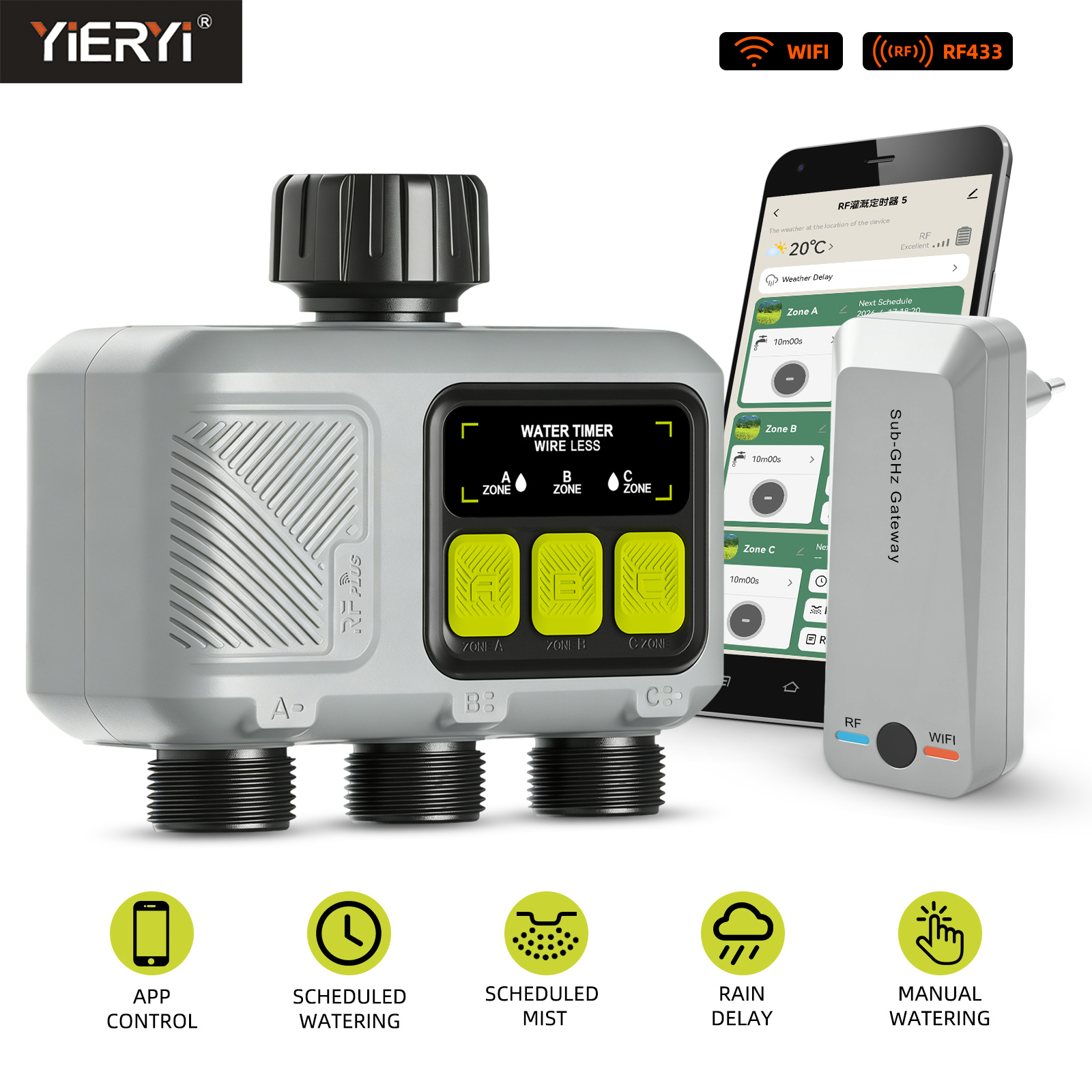 Smart Garden Zone - Yieryi 3-Zone Smart Water Timer WiFi