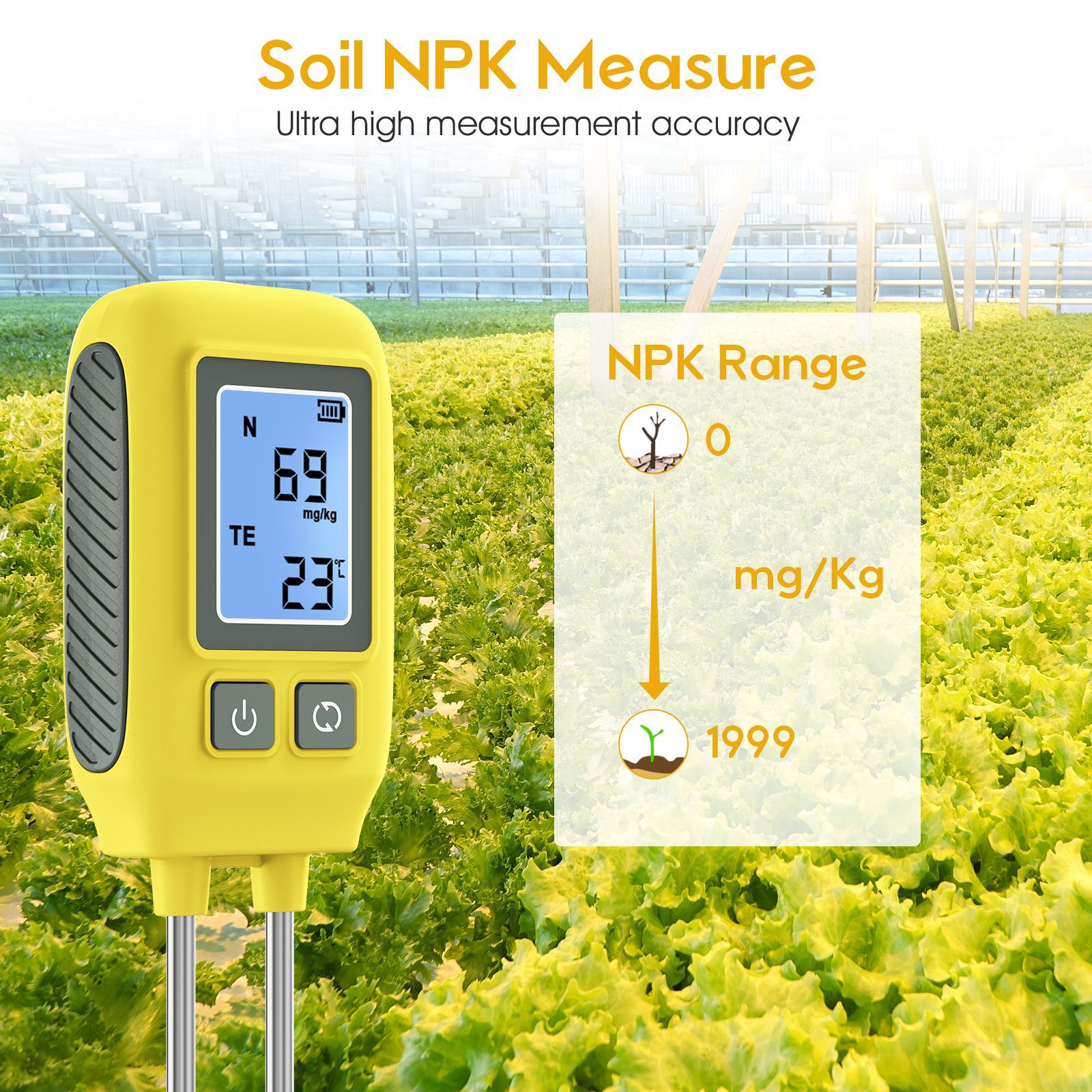 Soil Test Digital - Digital‑readout Soil Quality Analyzer, 4‑in‑1 Detector